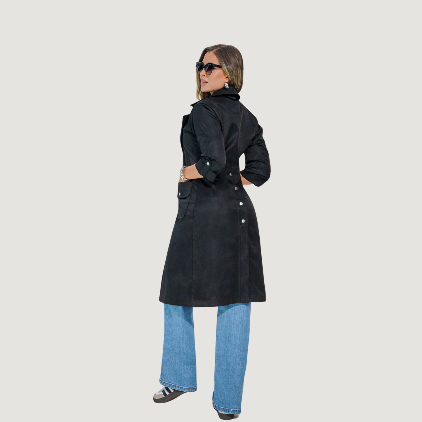 Women's trench coat, satin finish - Saida Fashion