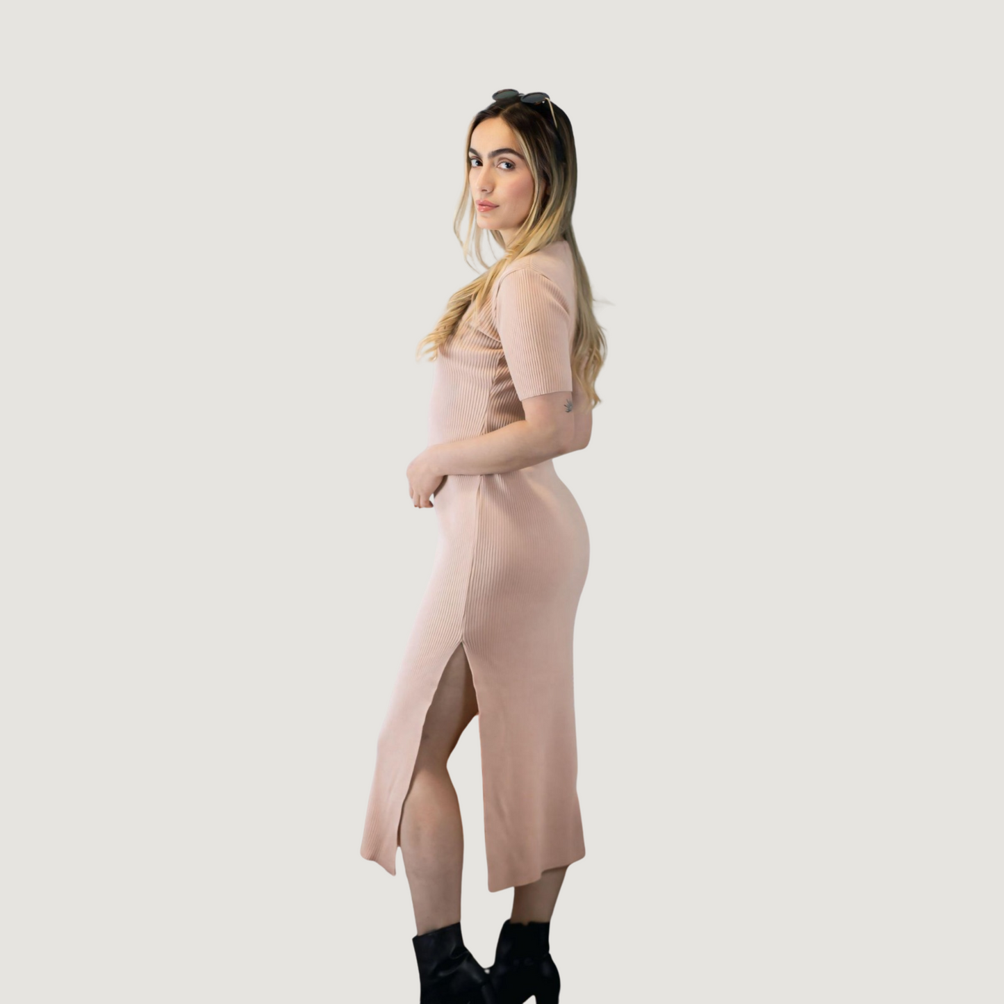 Knit Midi Dress with Slits