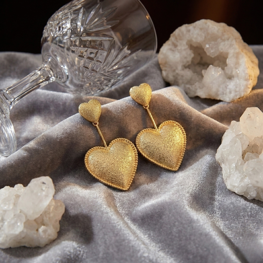 Heart-Shaped Earrings with Double Hearts