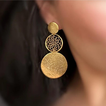 Oval shaped earrings, gold-plated and stylish - Saida Fashion 