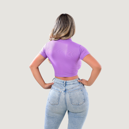 Cómoda camiseta tipo polo acanalada