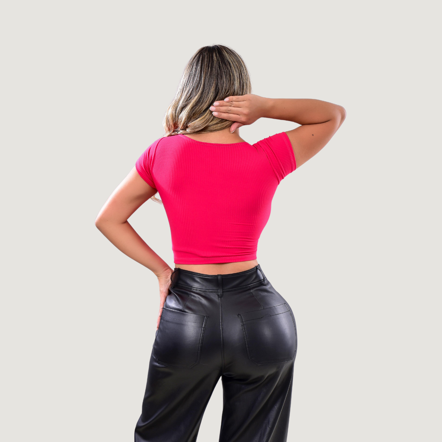 Criss Cross Crop Top with Lace-Up Neckline..