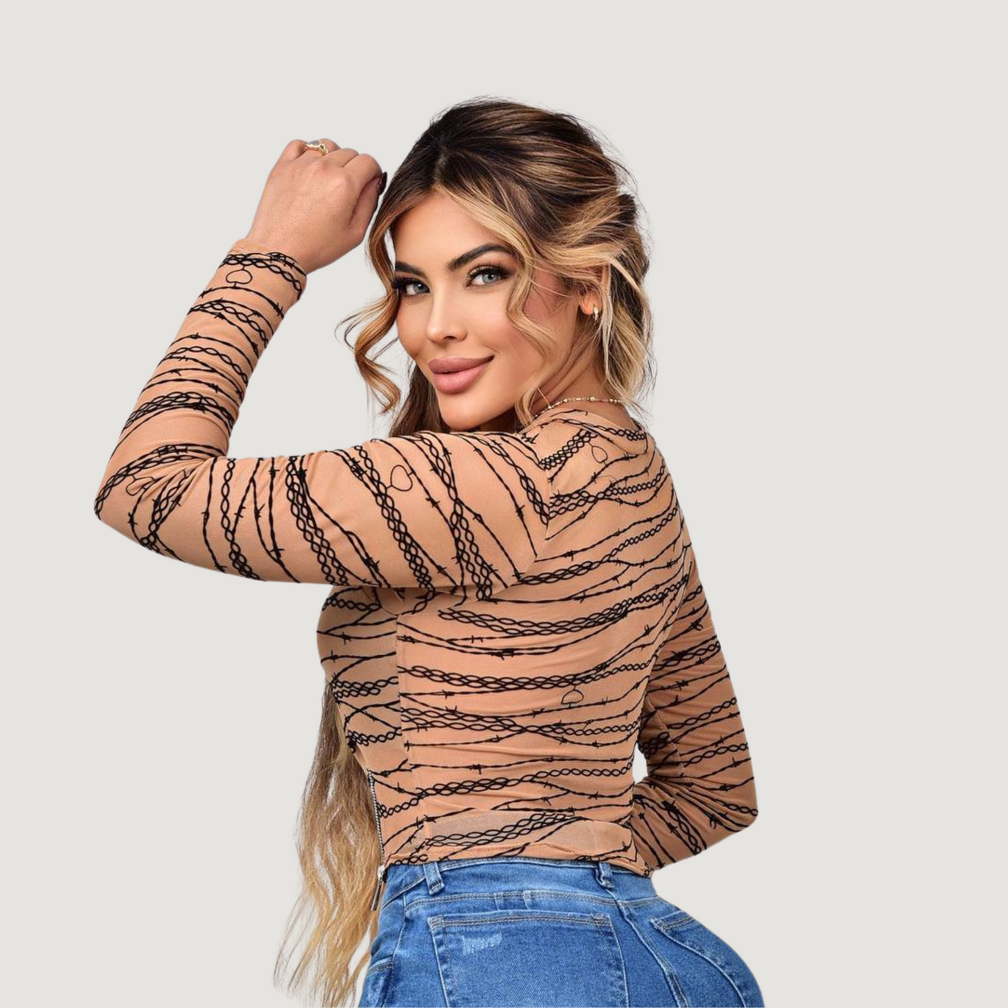 Long Sleeve Crop with Zippers