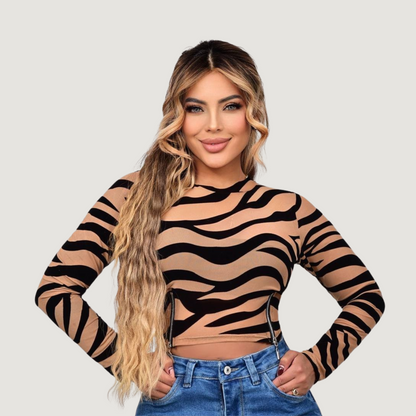 Long Sleeve Crop with Zippers