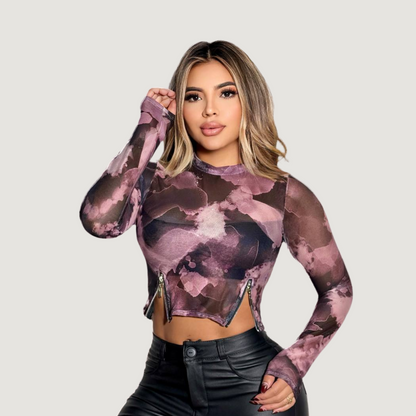 Long Sleeve Crop with Zippers