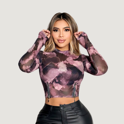 Long Sleeve Crop with Zippers