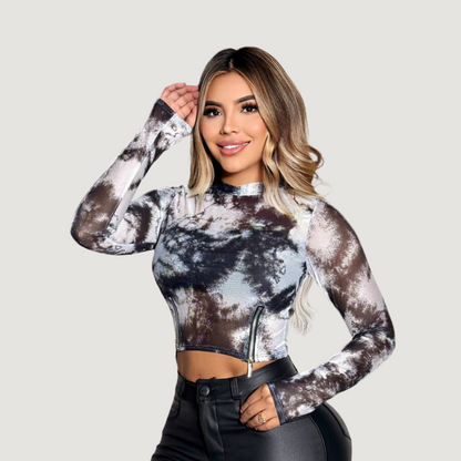 Long Sleeve Crop with Zippers