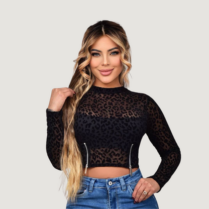 Long Sleeve Crop with Zippers