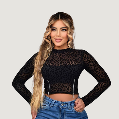 Long Sleeve Crop with Zippers