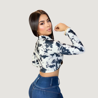 Ribbed Crop Top with Zippers