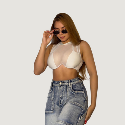 Sheer Crop Top with Structure