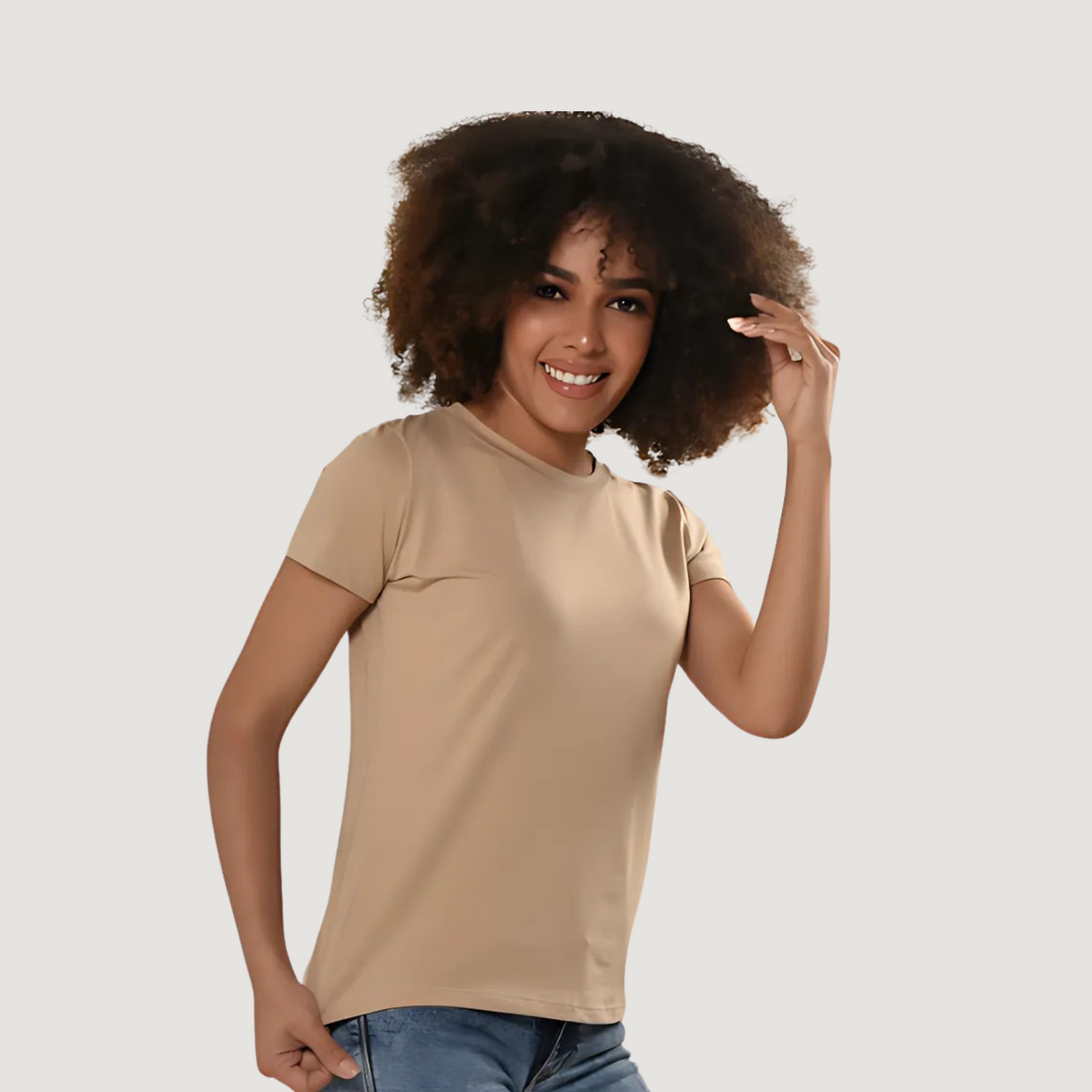 Camiseta de algodón elástico y de corte relajado