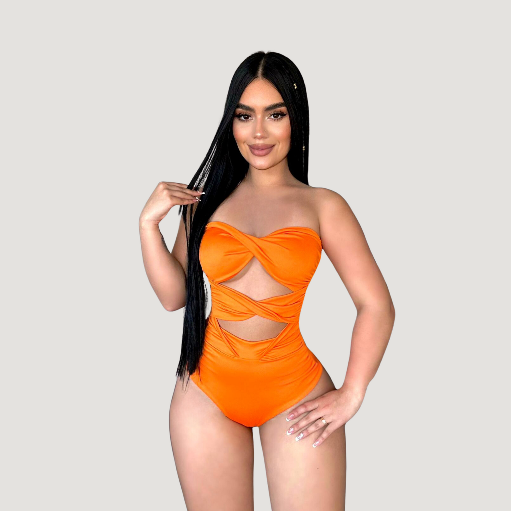 Strapless Bodysuit - Waist Cut-Out - Saida Fashion 