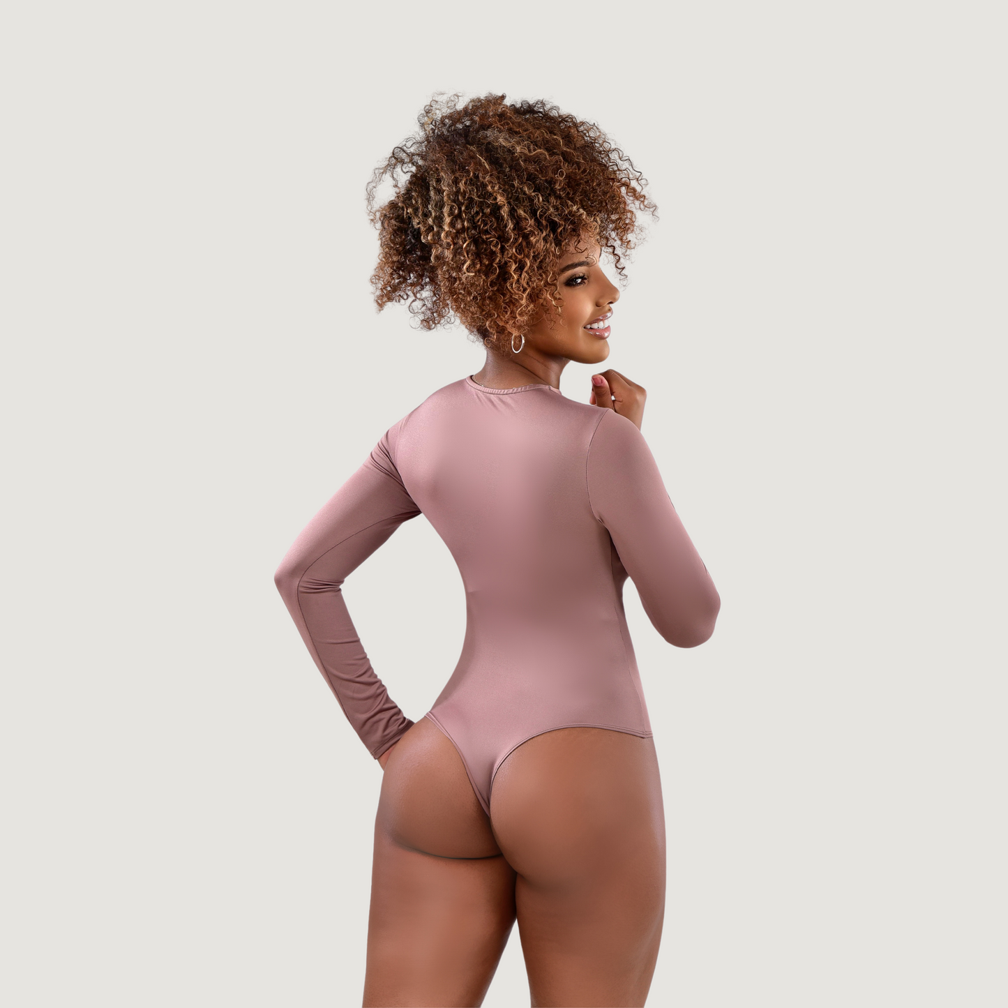 Cutout Bodysuit - Oval Neck Long Sleeve