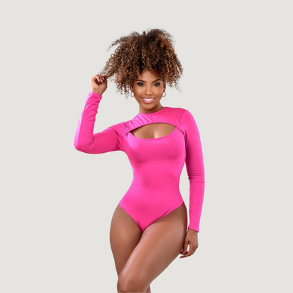 Cutout Bodysuit - Oval Neck Long Sleeve