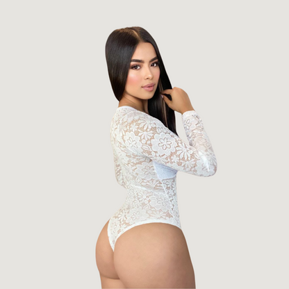 Lace Bodysuit Long Sleeve - Stretchy Lace Fit