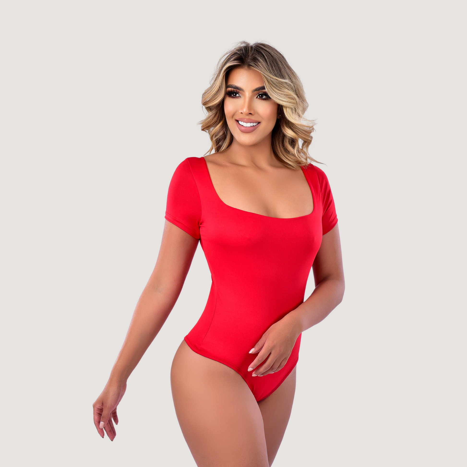 Basics Bodysuit For Work - Square Neck Fit - Saida Fashion 