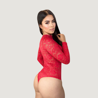 Feminine Sheer Lace Bodysuit..