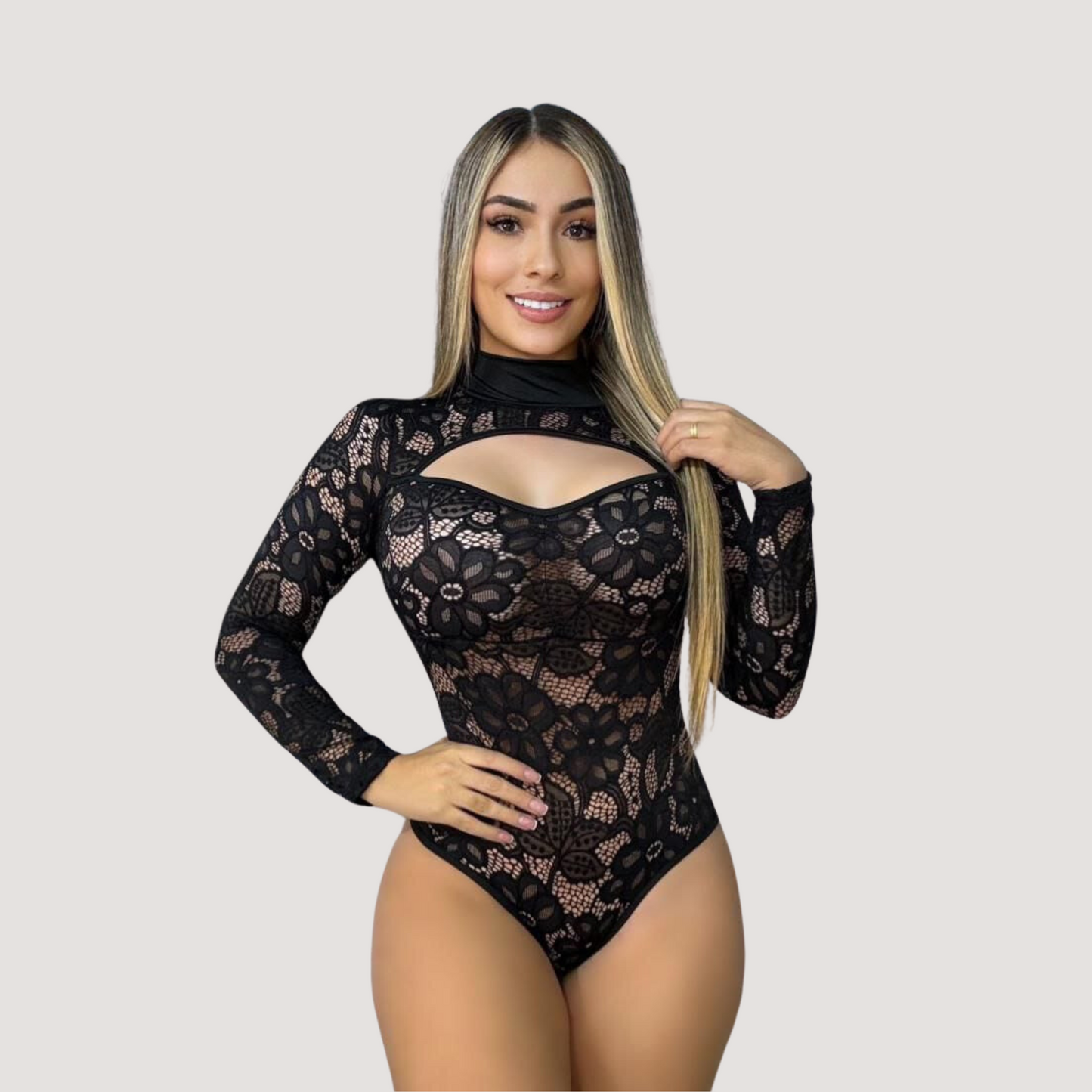 Feminine Sheer Lace Bodysuit..