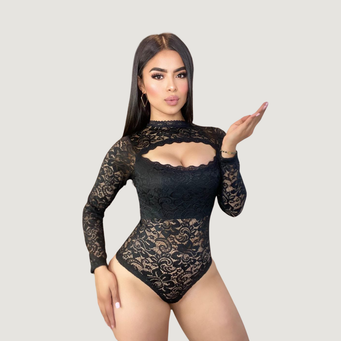 Feminine Sheer Lace Bodysuit..