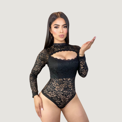 Feminine Sheer Lace Bodysuit..
