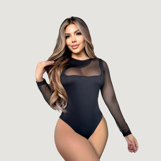 Sexy Mesh Contrast Bodysuit