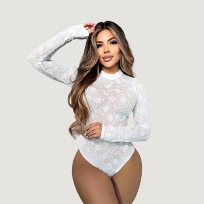 Body de malla de leopardo con textura de terciopelo