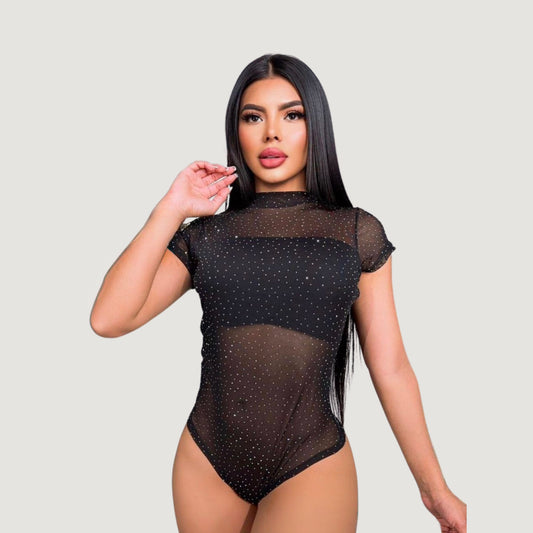 Sparkly Rhinestone Mesh Bodysuit