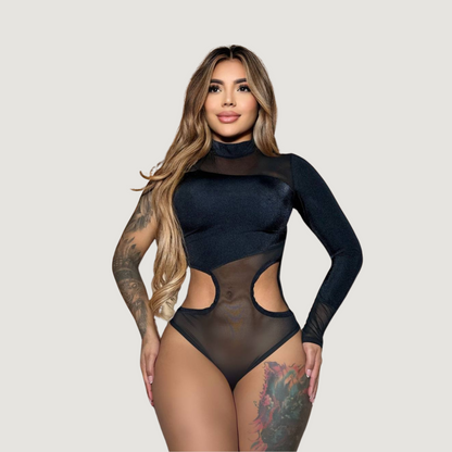Mesh Bodysuit with Cut-Out Detail
