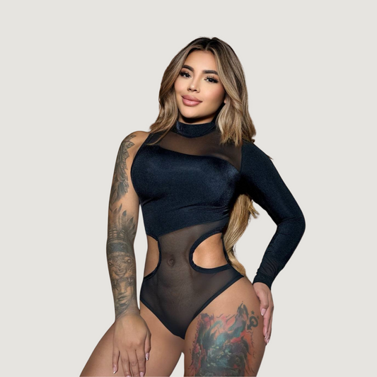 Mesh Bodysuit with Cut-Out Detail