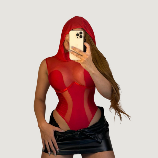 Hooded Mesh Bodysuit for Women