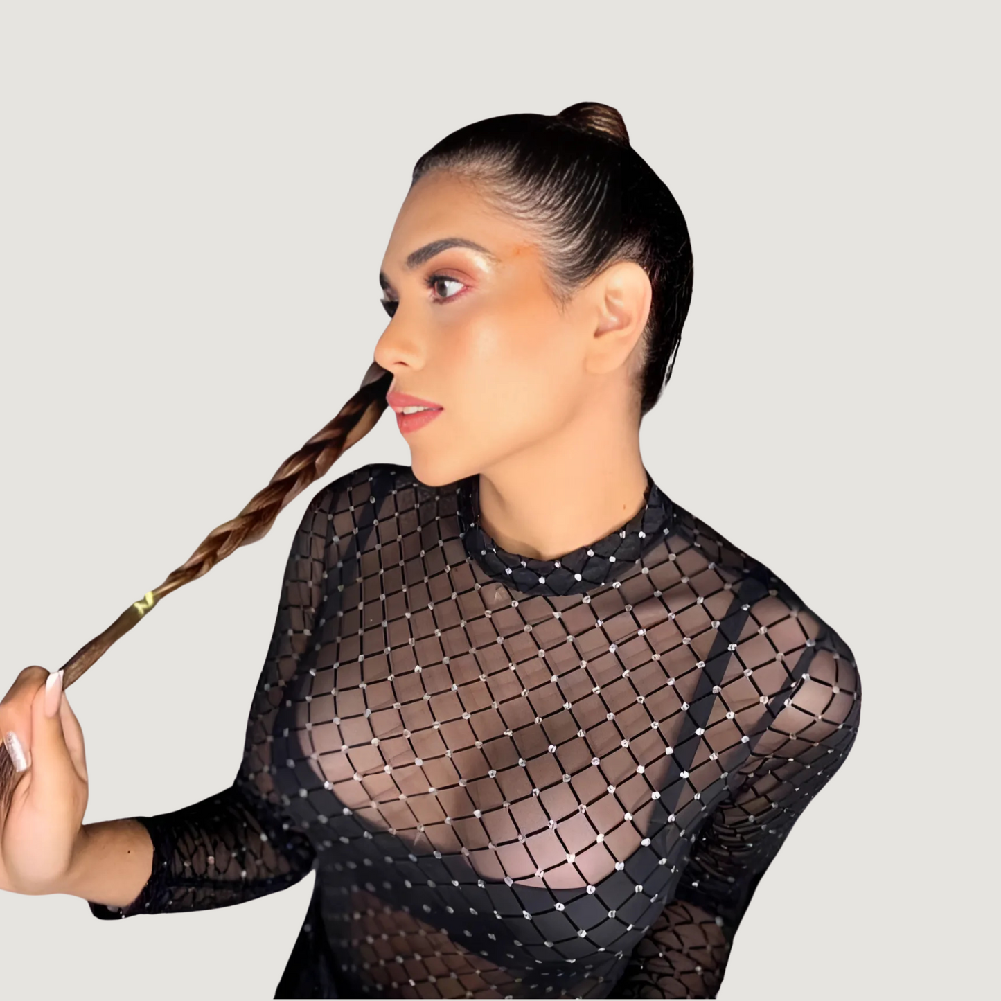 Sparkling Mesh Long Sleeve Bodysuit