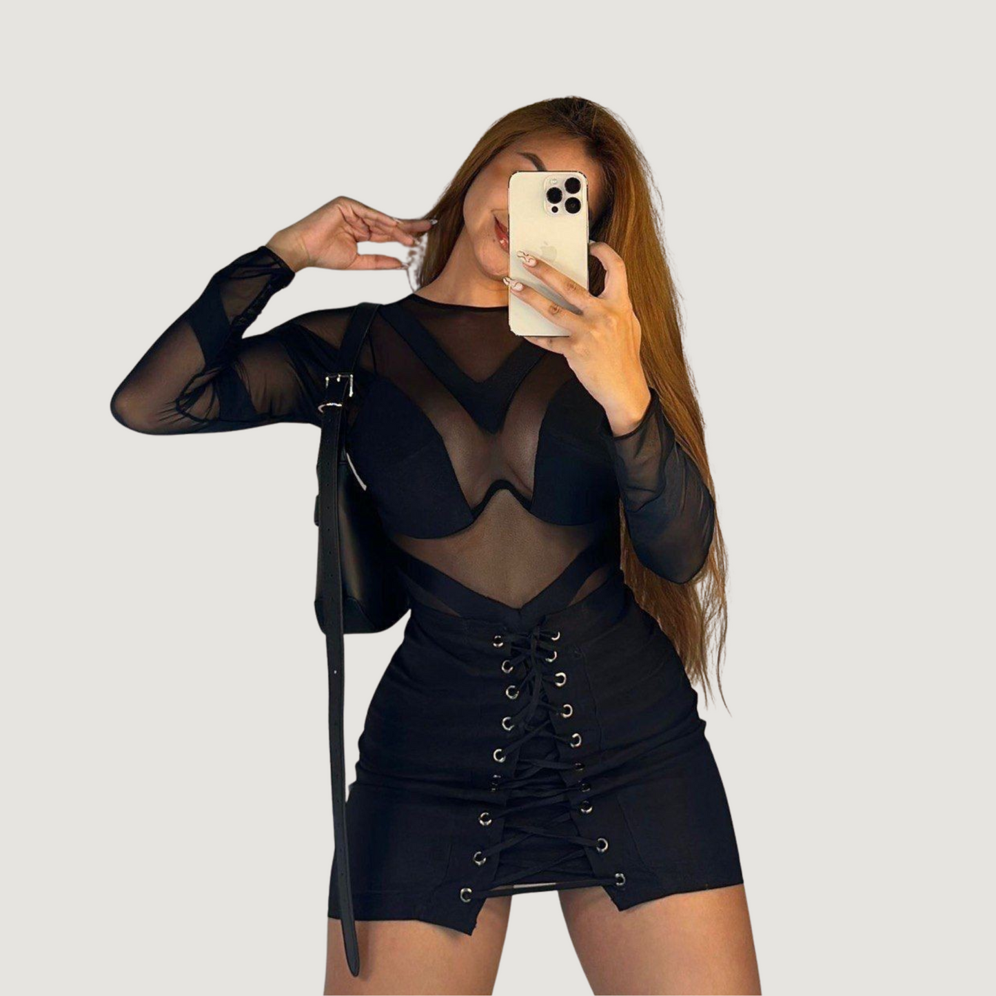 Sheer Bodysuit with V Contour