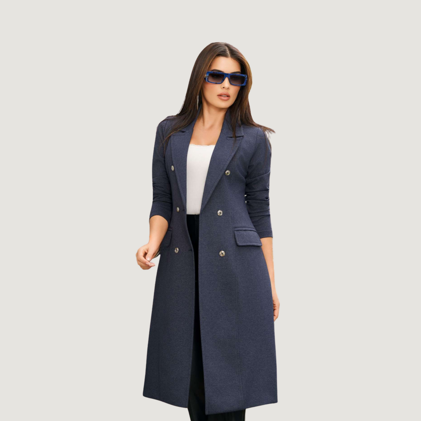 Tailored Long Coat with Flap Pockets