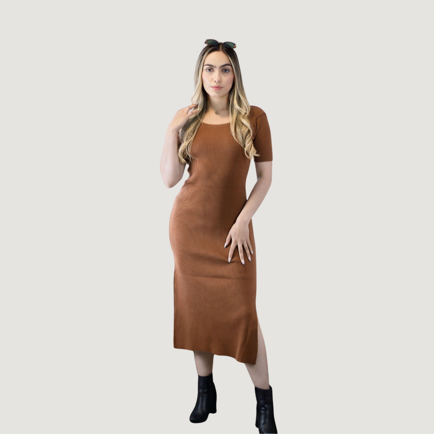 Knit Midi Dress with Slits