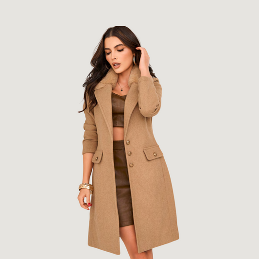 Timeless Faux Fur Lapel Overcoat
