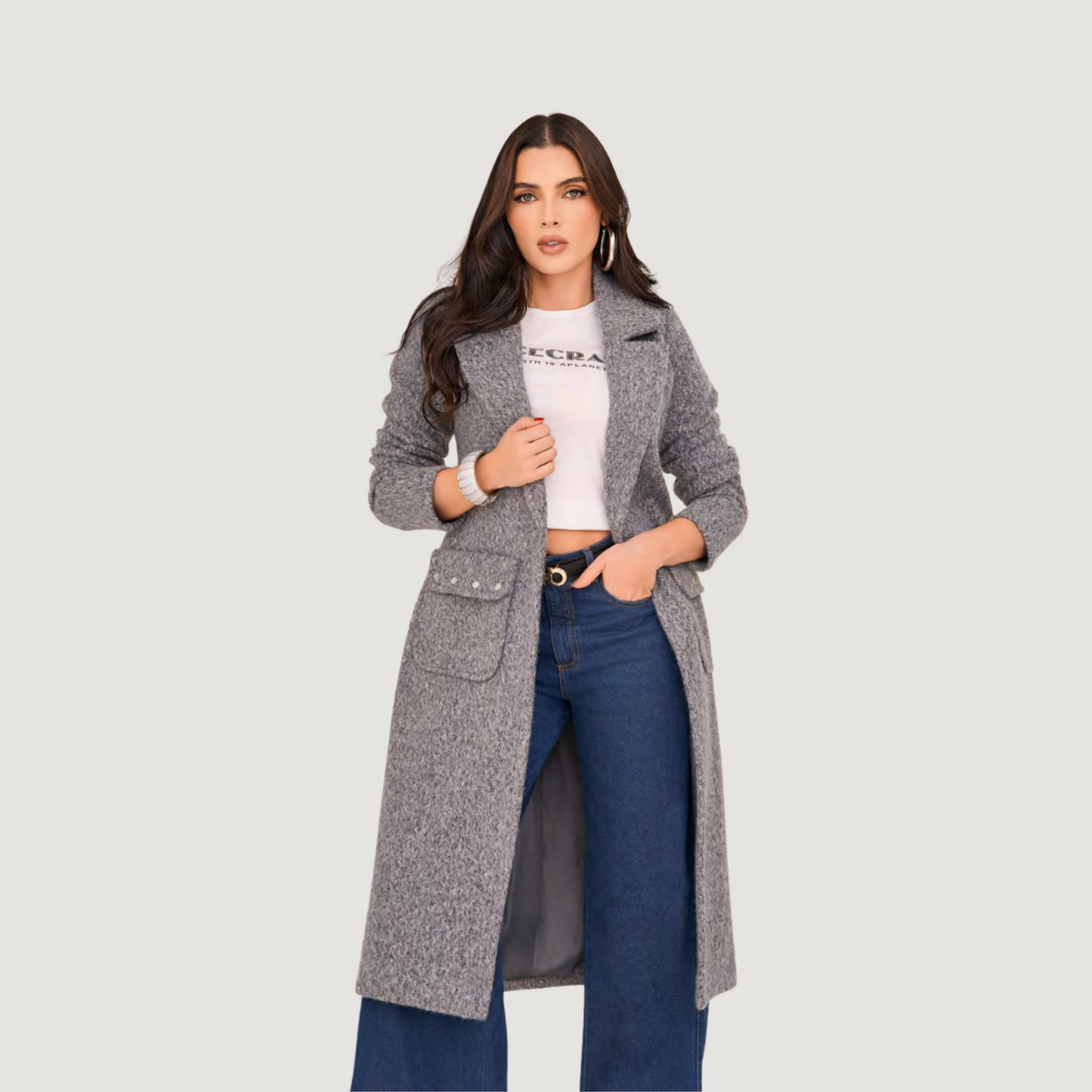 Chic Wool Coat with Flap Pockets