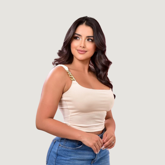 Ribbed Chain Strap Tank Top