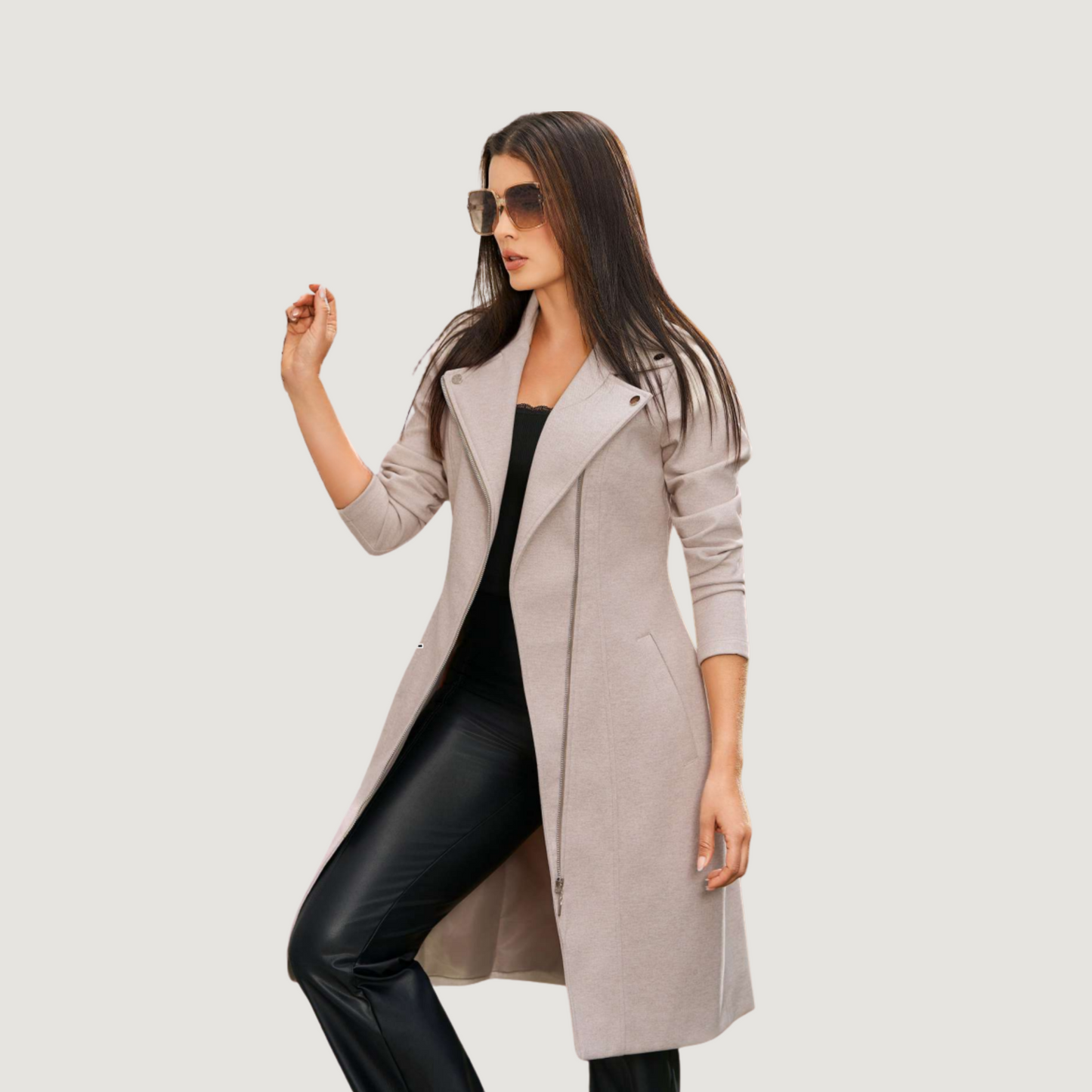 Polished Mid Coat with Silver Trim