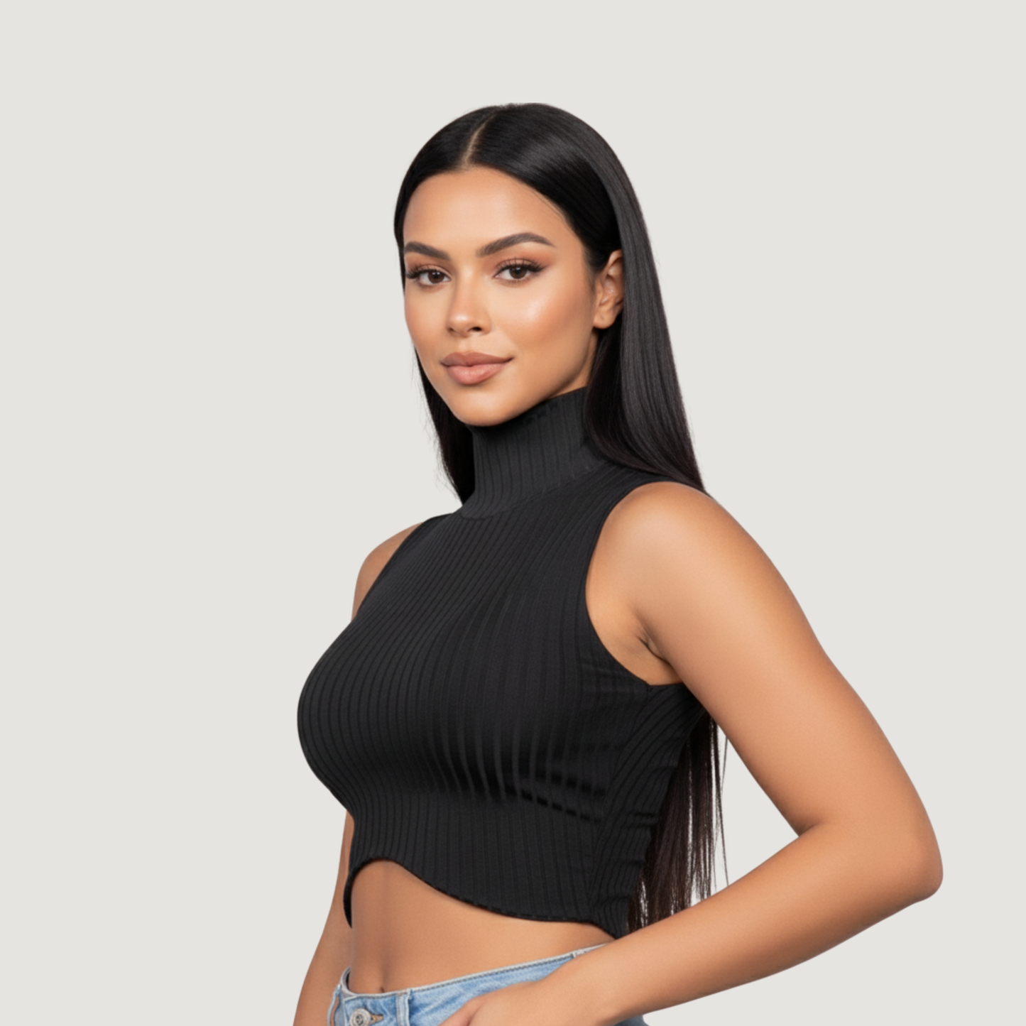 High Neck Tank Top - Chic Style