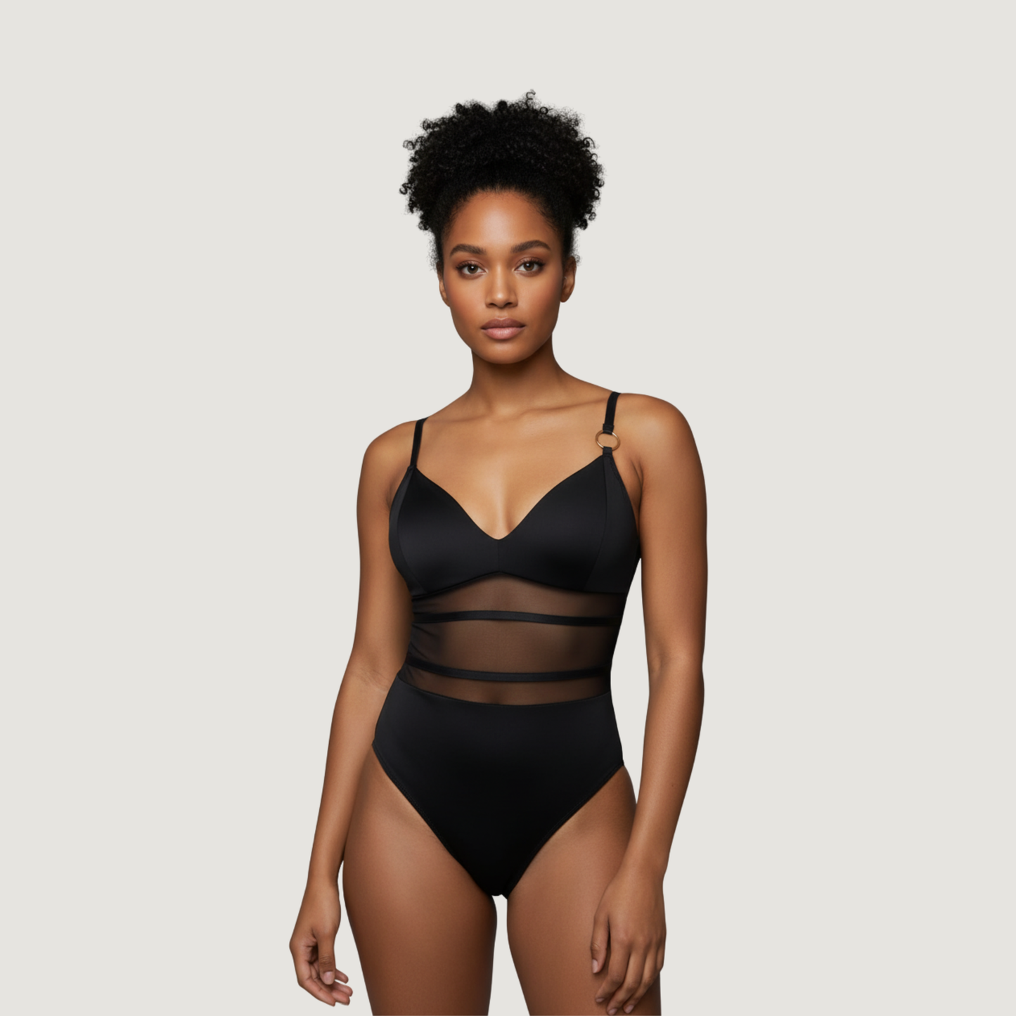 Sheer Mesh Bodysuit with Metallic Touch