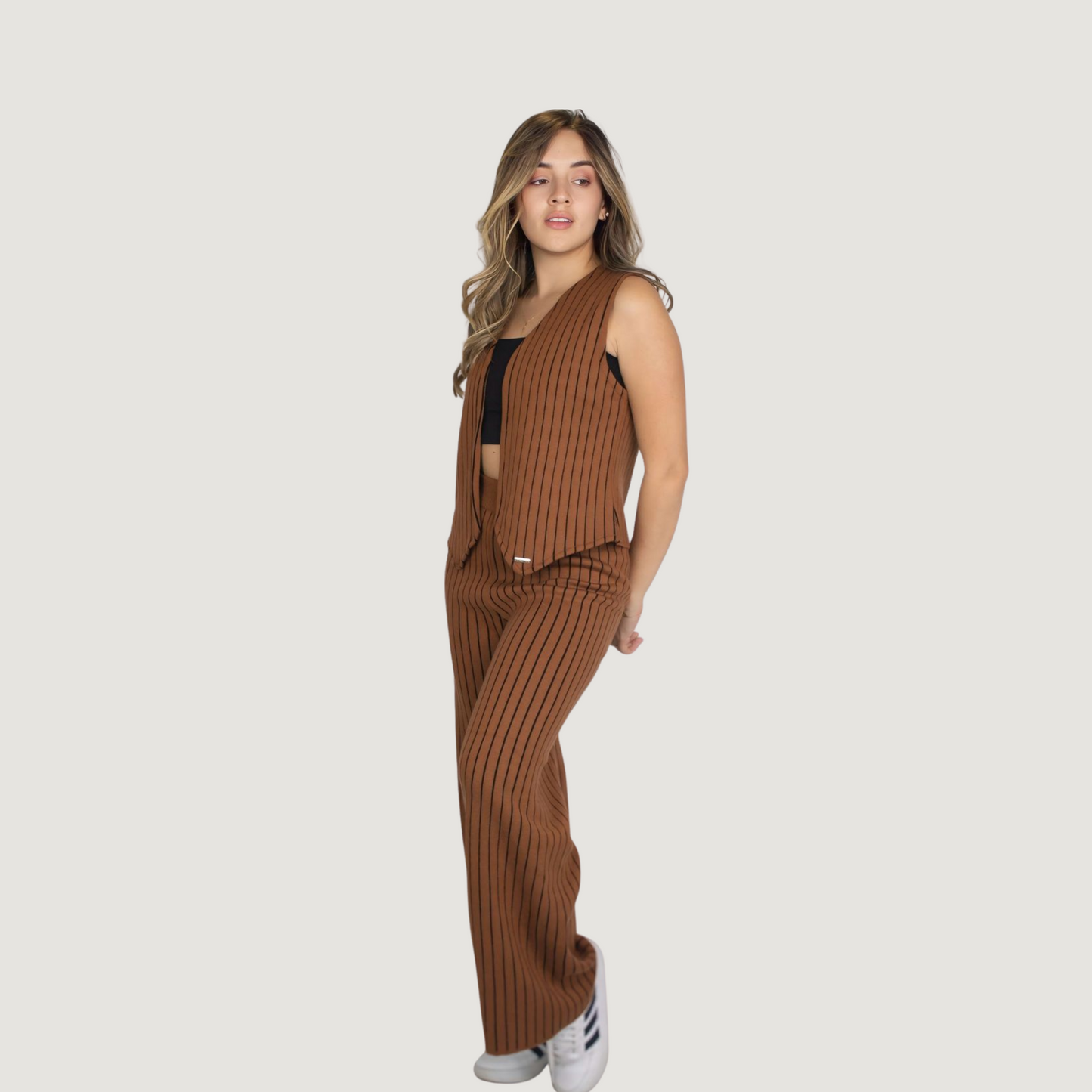 Knit Vest & Wide-Leg Pants