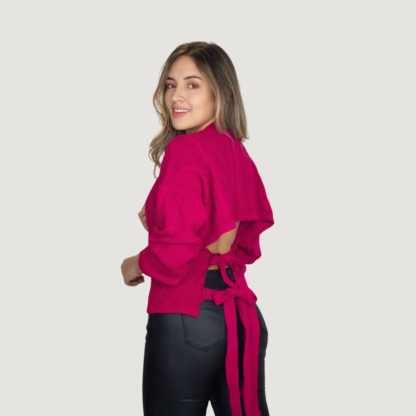 Open-Back Cable Knit Sweater