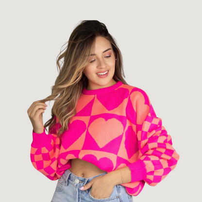 Cute Heart Knit Pullover