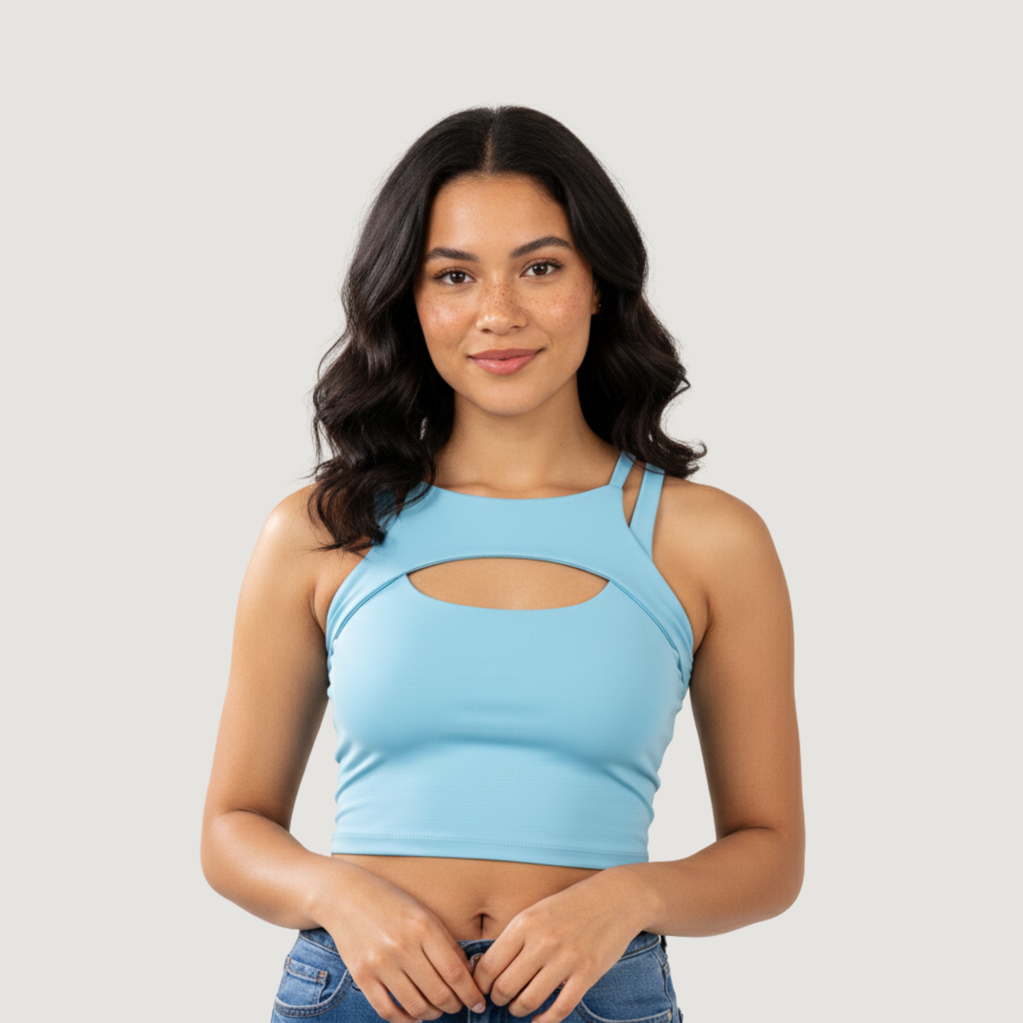 Cut Out Crop Top with Spandex Material