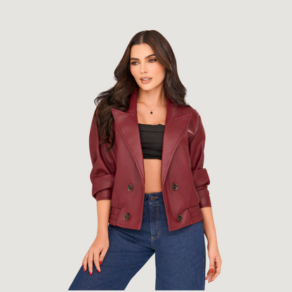 Cropped Faux Leather Jacket