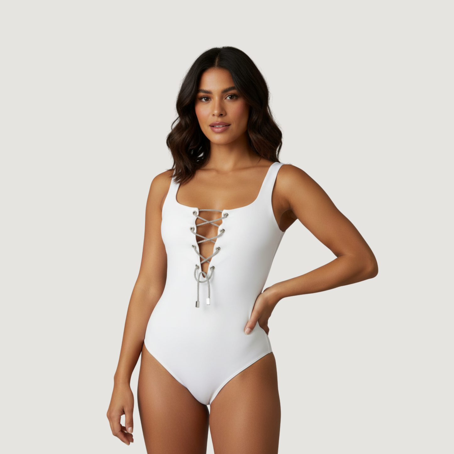 Criss Cross Bodysuit - Deep V-Neck Style