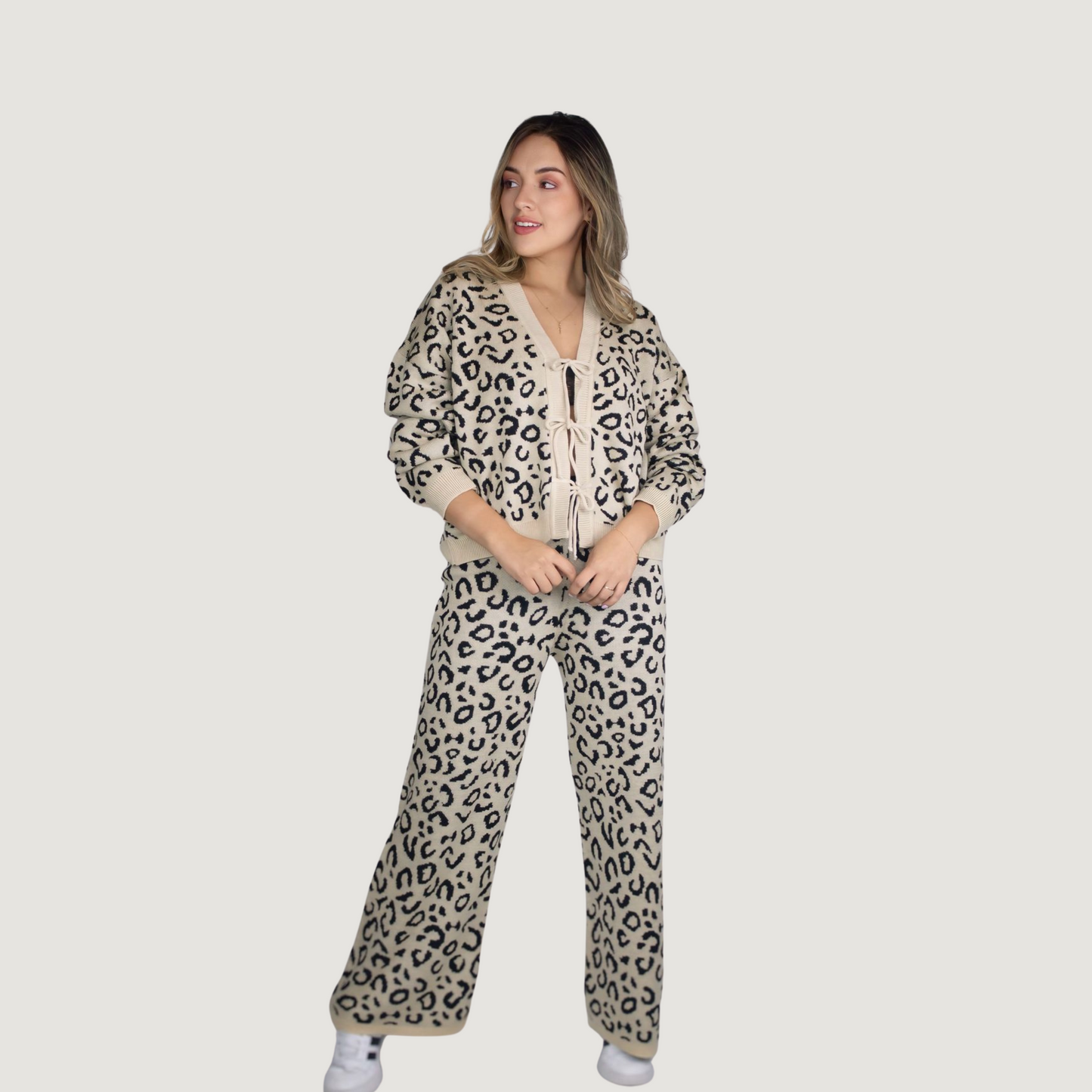Chic Leopard Cardigan Set