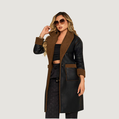 Faux Leather & Sherpa Coat