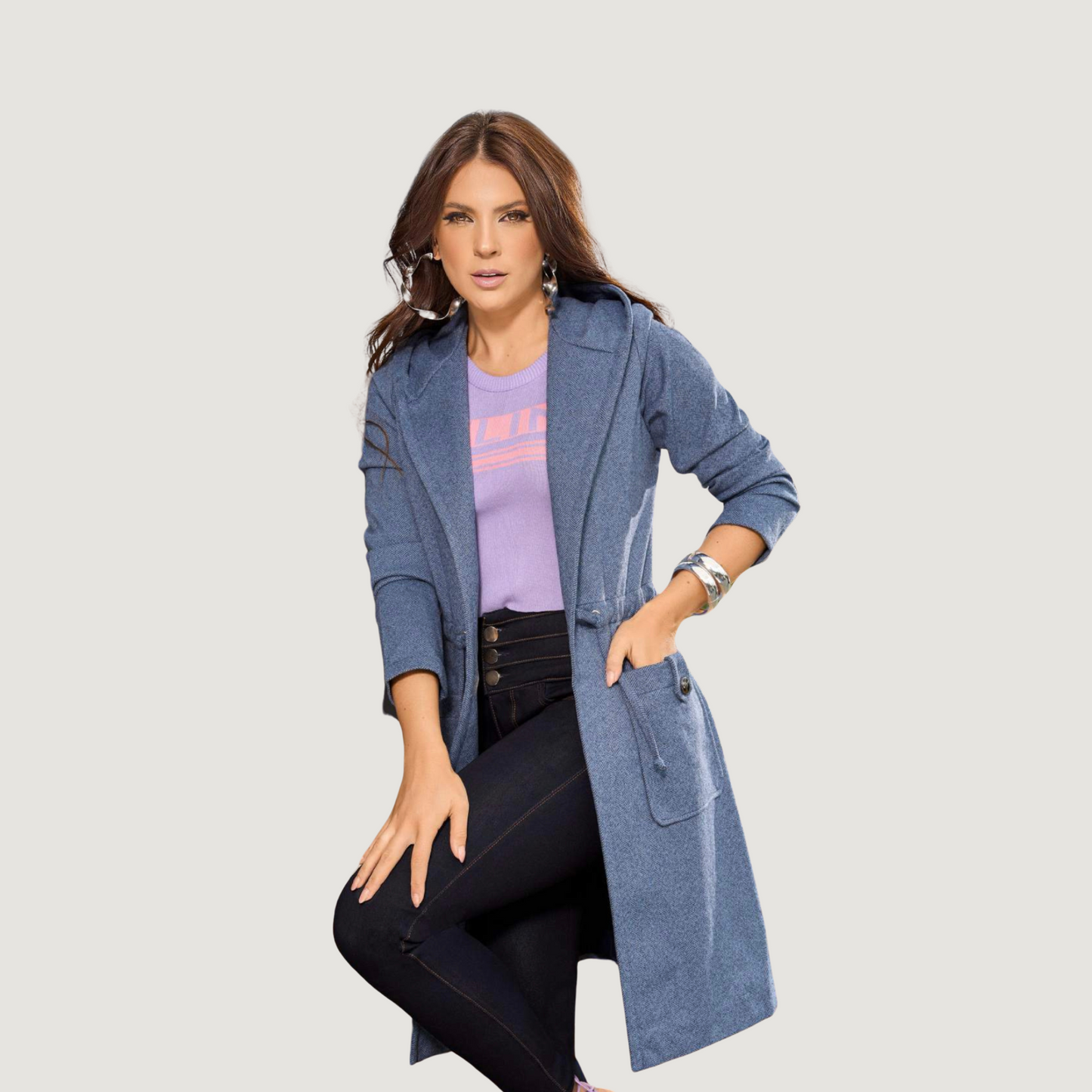 Trench Coat with Adjustable Waist..